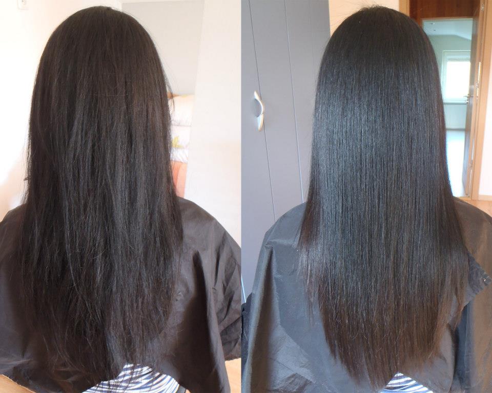 Hair straightening before outlet and after